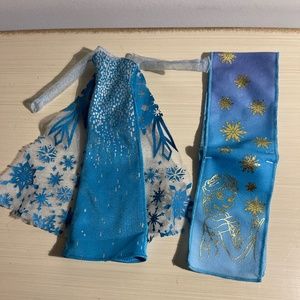 Elsa From Frozen Dress & Shawl- For Barbie or Elsa Doll